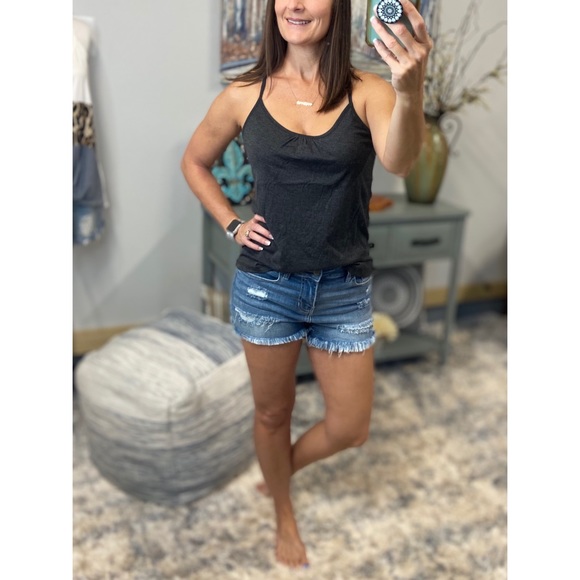 Scoop Mesh Racerback Tank Charcoal Gray 0060 - Picture 5 of 10